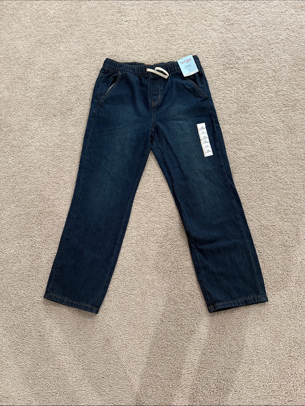 Cat & Jack Dark Blue Elastic Waist Pull-On Jeans
